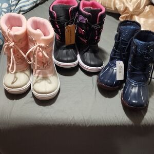 portland Kids Snow Boots rain boot bundle - Pink, Black, and Blue